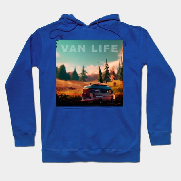 Van Life Camper RV Outdoors in Nature Hoodie by Grassroots Green